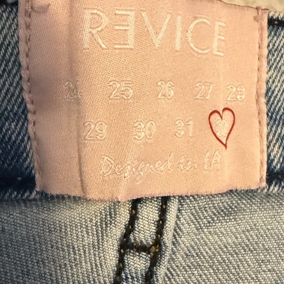 REVICE “FARRAH FLARE” Light Wash Flare Jeans in Pale Blue Waist Band Leg Opening - Picture 5 of 6